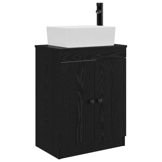 vidaXL Bancă Fără Lavoar cu Oglindă M54xA35xÎ83cm Negru