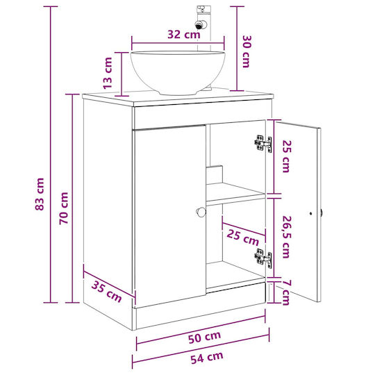 vidaXL 890114 Bathroom Vanity Unit without Sink with Mirror M54xB35xH83cm White