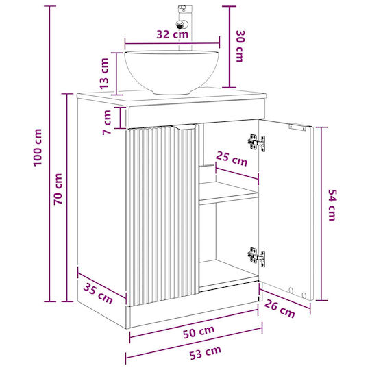 vidaXL Πάγκος χωρίς Νιπτήρα με Καθρέπτη Μ54xΒ35xΥ83cm Παλαιωμένο Ξύλο