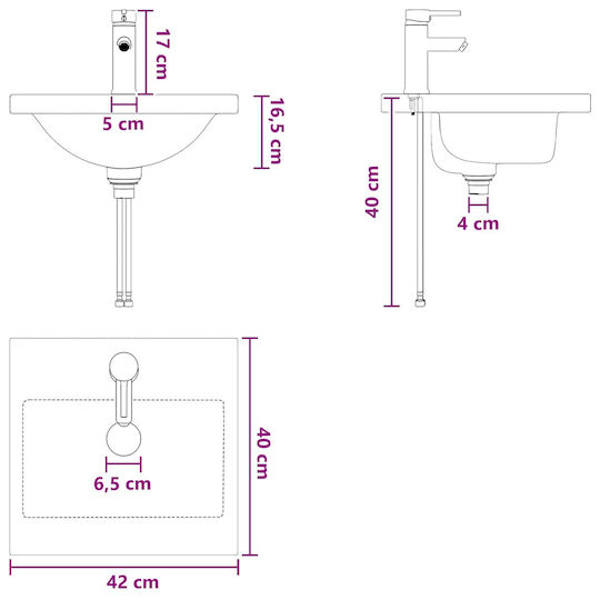 vidaXL Плот без Мивка с Огледало М42xД40xВ84.5cm Бял