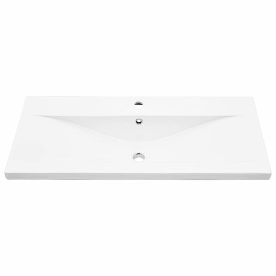 vidaXL Möbelset Waschtisch mit Waschbecken, Spiegel & Säule L91xB18.5xH39.5cm Grey