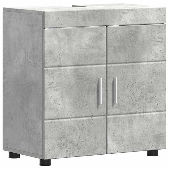 vidaXL Badezimmer Waschtisch-Einheit mit Waschbecken, Spiegel & Spalte M60xB34xH63cm Grau