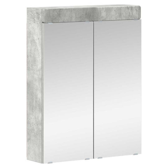 vidaXL Badezimmer Waschtisch-Einheit mit Waschbecken, Spiegel & Spalte M60xB34xH63cm Grau