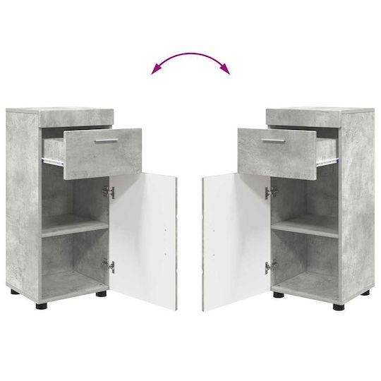 vidaXL Badezimmer Waschtisch-Einheit mit Waschbecken, Spiegel & Spalte M60xB34xH63cm Grau