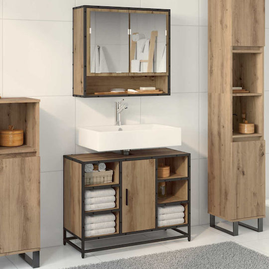 vidaXL Waschtisch mit Waschbecken L80xB33xH60cm Coffee