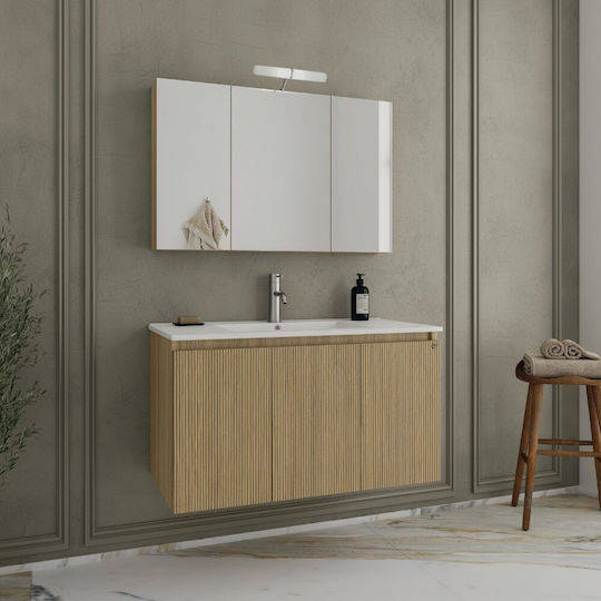 Drop Verona Πάγκος με Νιπτήρα με Φως Slavonia Oak Drop Verona Πάγκος με Νιπτήρα με Φως Slavonia Oak