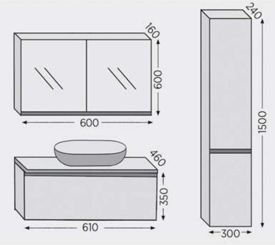 Royal Sevilla 60 Grey 61x46x35cm Countertop Sink Unit Sink