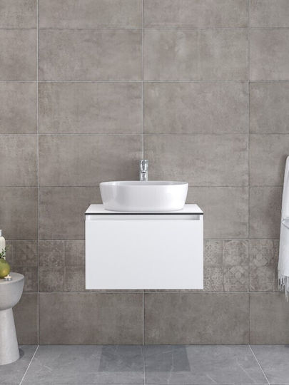 Έπιπλο Royal Sevilla 60 Λευκή Λάκα 61x46x35cm Επικαθήμενο Νιπτήρα Βάση Νιπτήρας