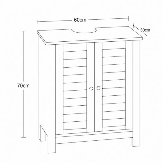 MRShome Πάγκος χωρίς Νιπτήρα Μ60xΒ30xΥ70cm Λευκό