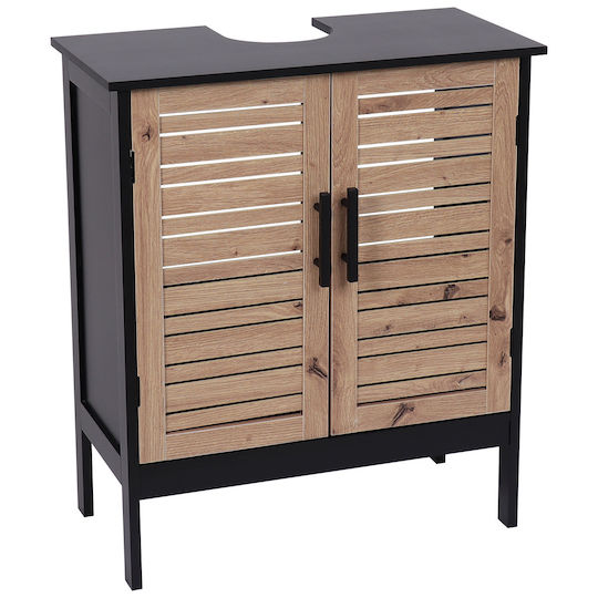 MRShome Πάγκος χωρίς Νιπτήρα Μ60xΒ30xΥ70cm Μαύρο/μπεζ
