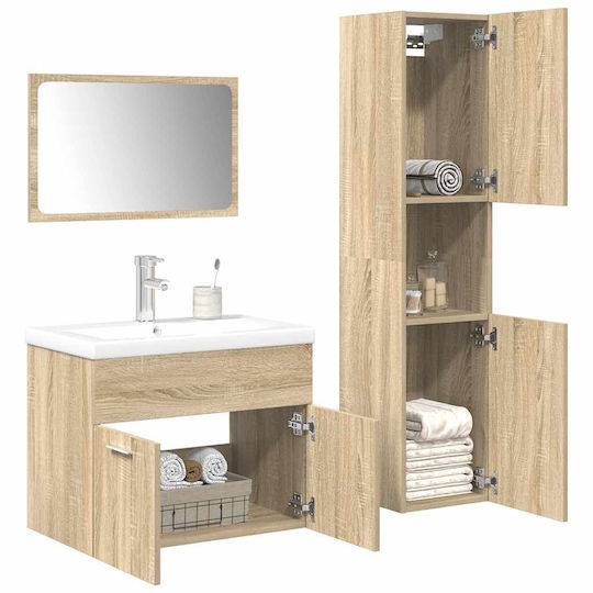 vidaXL Countertop with Sink, Mirror & Column L61xW18xH39cm Coffee