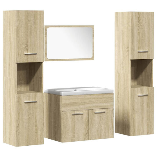 vidaXL Countertop with Sink, Mirror & Column L61xW18.5xH39.5cm Coffee