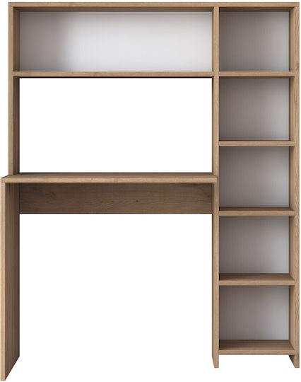 Desk Hake Wooden with Bookcase Oak 113.2x40x141.8cm