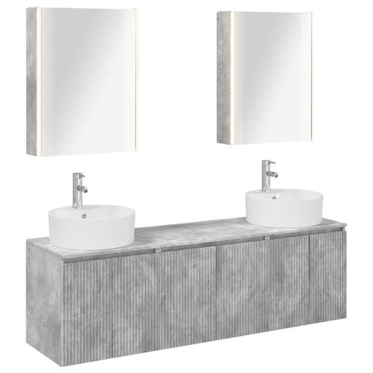 vidaXL Badezimmer Waschtisch-Einheit mit Licht Gray