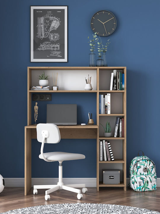 Birou Hake Din Lemn cu Bibliotecă Stejar 113.2x40x141.8cm