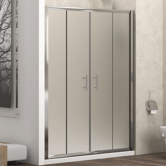 Flora Duschwand für Dusche mit Schieben Tür 100x220cm Eiskalt Cromo