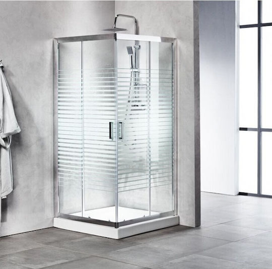 Tema Cabin for Shower with Sliding Door 80x80x180cm Serigrafato Chrome
