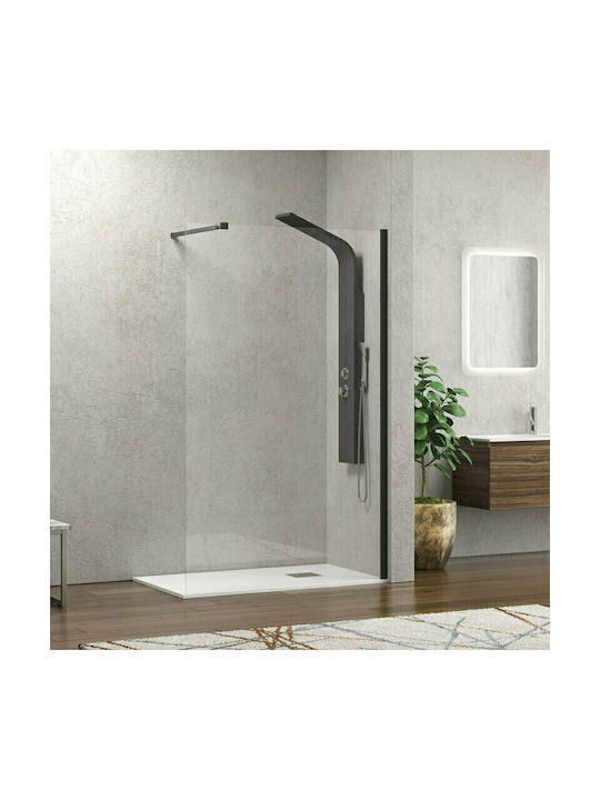 Karag Walkin 1 Σταθερό Πλαϊνό Ντουζιέρας 110x200cm Clear Glass Nero