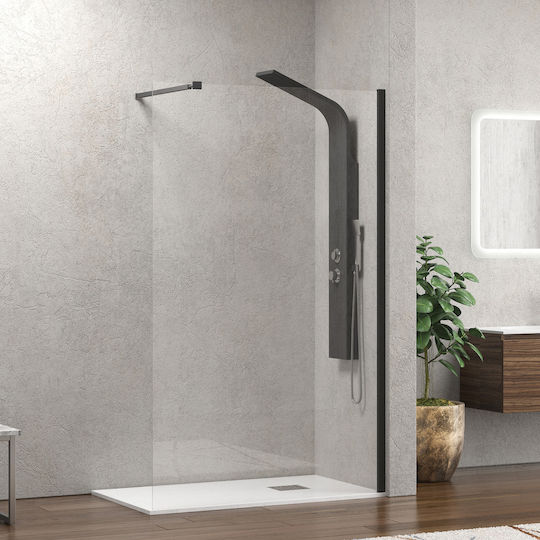 Karag Walkin 1 Σταθερό Πλαϊνό Ντουζιέρας 110x200cm Clear Glass Nero Karag Walkin 1 Σταθερό Πλαϊνό Ντουζιέρας 110x200cm Clear Glass Nero