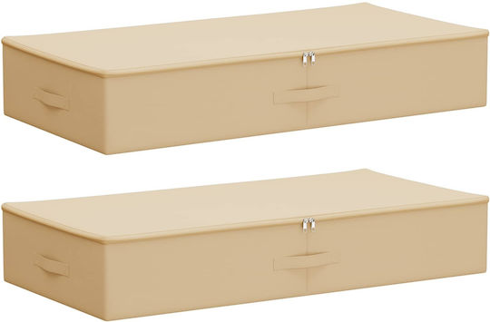 vidaXL Текстилна Кутия За Съхранение На Дрехи В Бежов Цвят 100x50x18cm 2 Броя