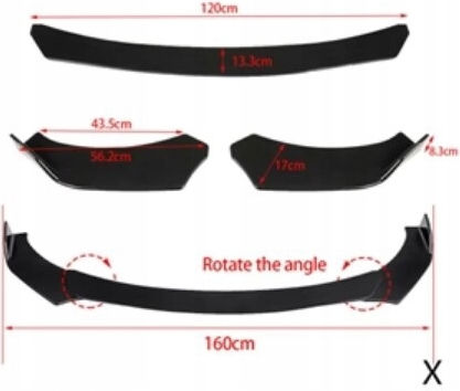 Dyfuzor Spoiler Splitter Front Bumper Extension Universal 3 Pieces