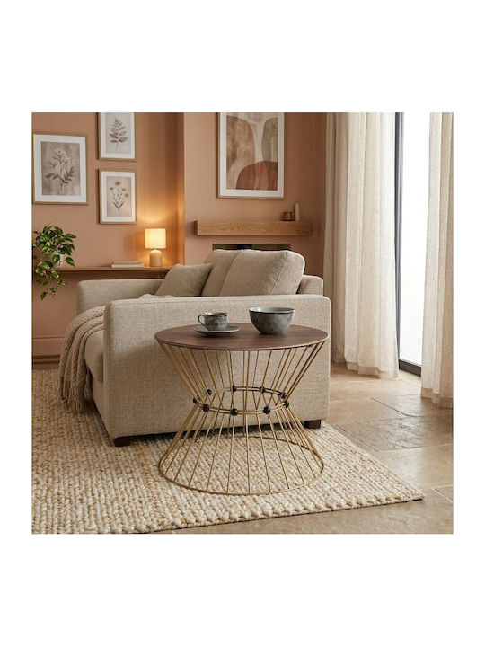 Round Central Coffee Table Girene Wooden Gold 55x55x42 cm GP030-0142