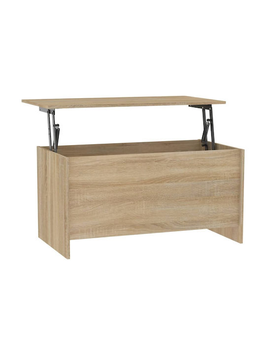 Rectangular Central Wooden Coffee Table with Lifting Mechanism Brown W102xD55.5xH52.5cm