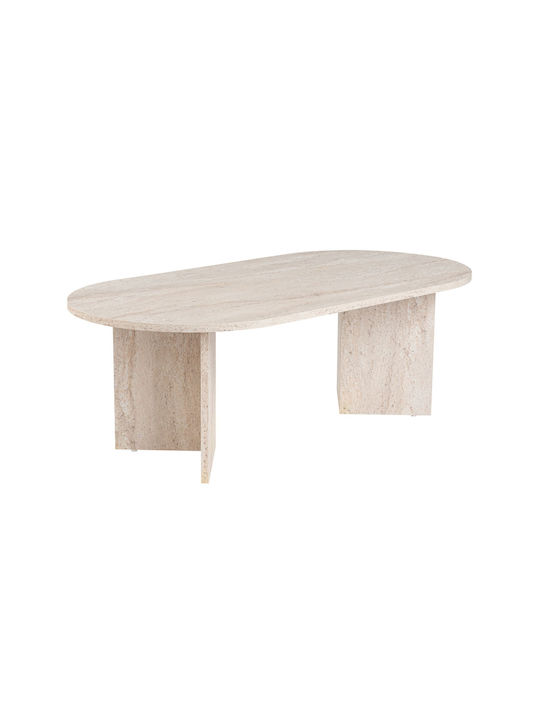 Oval Central Coffee Table Sable Wooden Travertine Beige W119xL60xH39.8cm