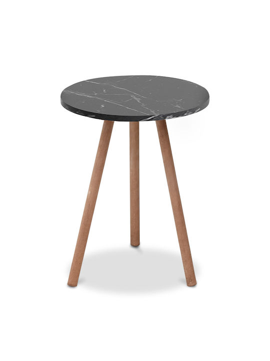 Round Side Coffee Table Roma Wooden Black W33.5xL33.5xH46cm