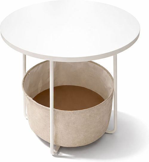 Rundes Beistelltisch aus Holz Beige/Weiß M45xT45xH50cm