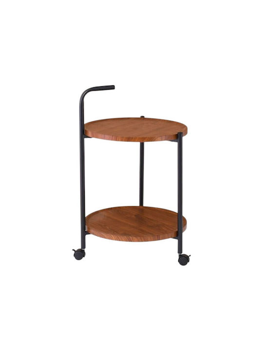 Round Side Table Wooden with Wheels MxPek.