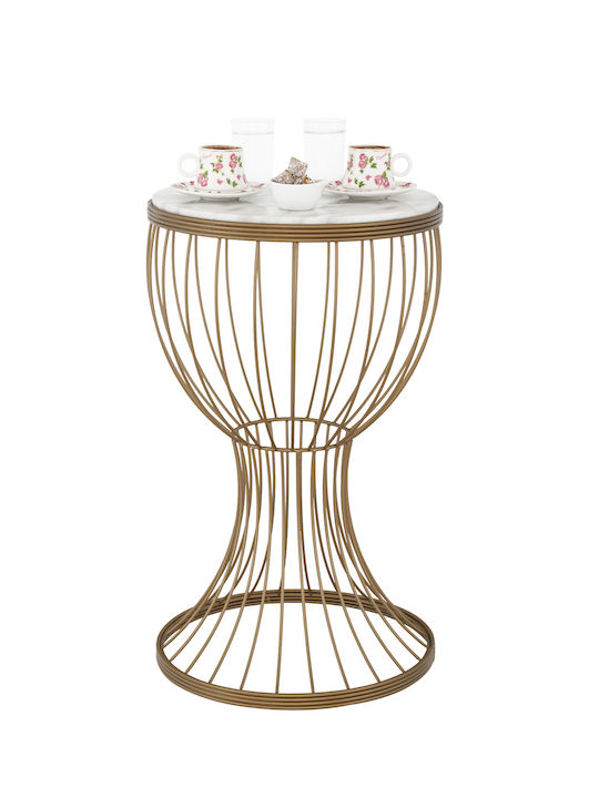 Round Side Table TBBT-10 Wooden Gold M35xL35xH60cm