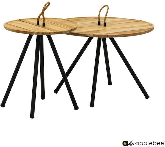 Satztisch-Set 2Stück B60xT60xH40cm Beige Satztisch-Set 2Stück B60xT60xH40cm Beige