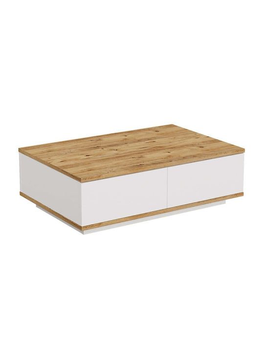 Rectangular Central Coffee Table Wooden Pine White M90xW60xH28.6cm