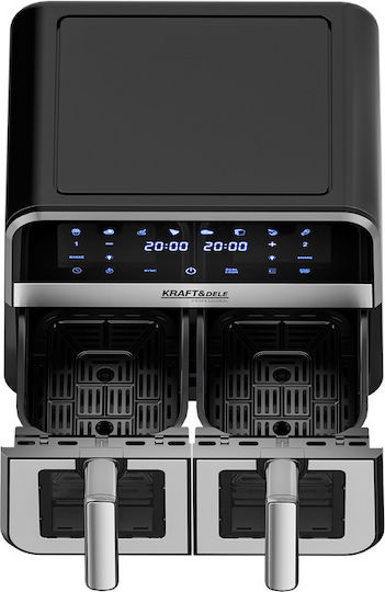 Kraft & Dele Air Fryer с Двойна Подвижна Кошница 9л Черен KD4179
