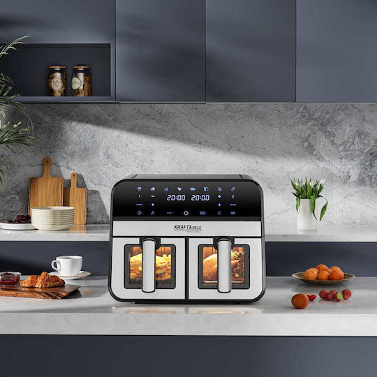 Kraft & Dele Air Fryer с Двойна Подвижна Кошница 9л Черен KD4179