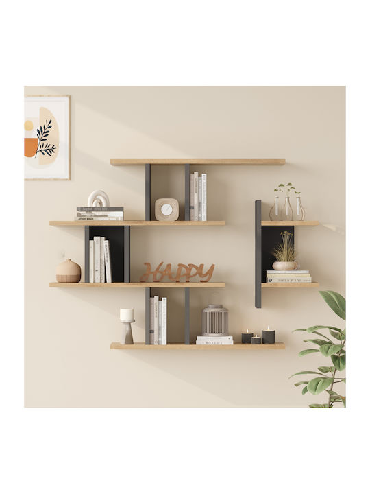 Ράφι Τοίχου Ledia Oak 110.6x14.5x78εκ.