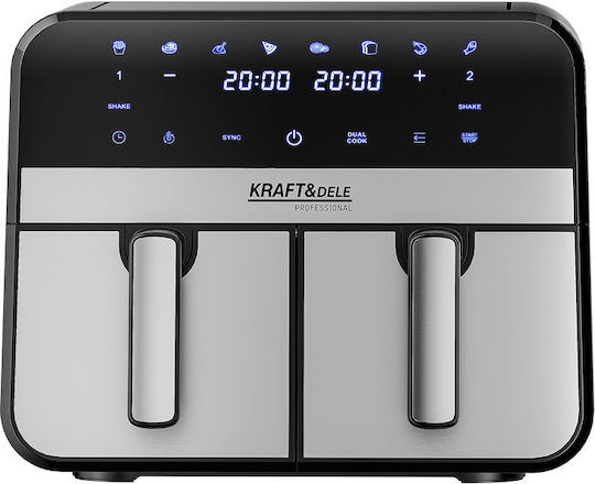 Kraft & Dele Heißluftfritteuse mit Doppeltem Abnehmbaren Behälter 9lt Schwarz KD4180