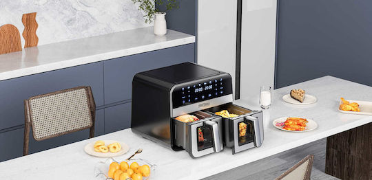 Kraft & Dele Air Fryer с Двойна Подвижна Кошница 9л Черен KD4179
