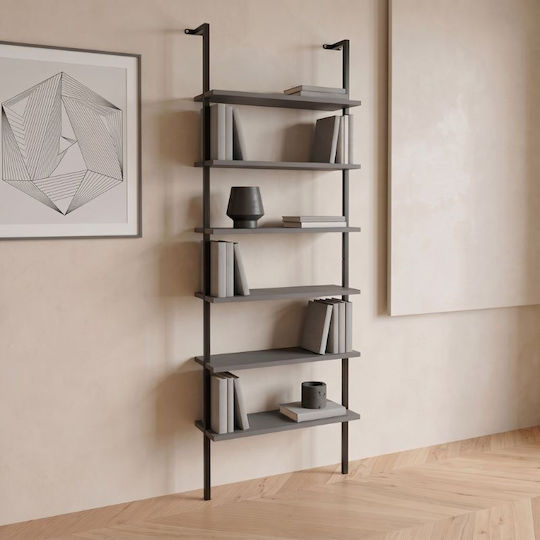 Bookcase Madison Black / Anthracite 60x20x183cm