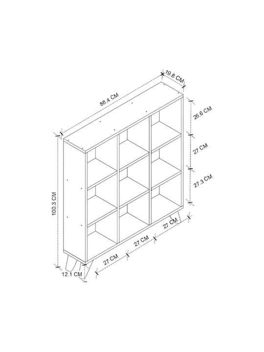 Bookcase Dokia White 88.4x19.8x100.3cm