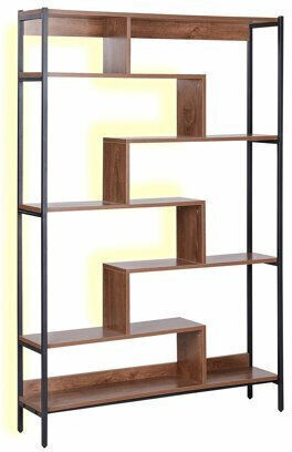 Βιβλιοθήκη με LED Berwyn 1790 Μαύρο, Σκούρο Ξύλο 120x27x180εκ. 535216BEL