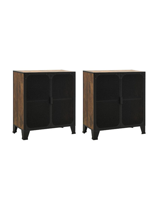 vidaXL Wohnzimmer Vitrine aus Holz & Metall Braune 72x36x82cm