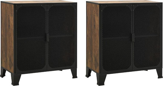 Living Room Display Cabinet Made of Wood and Metal Brown 72x36x82cm