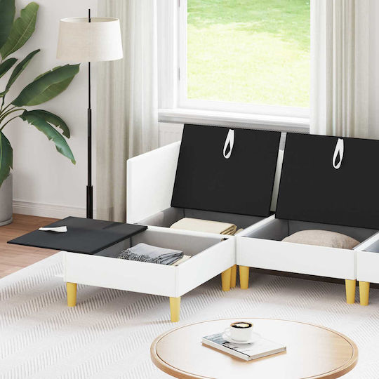 Ecksofa mit Stauraum Weiß 280x140x82cm