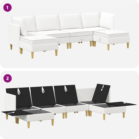 Ecksofa mit Stauraum Weiß 280x140x82cm