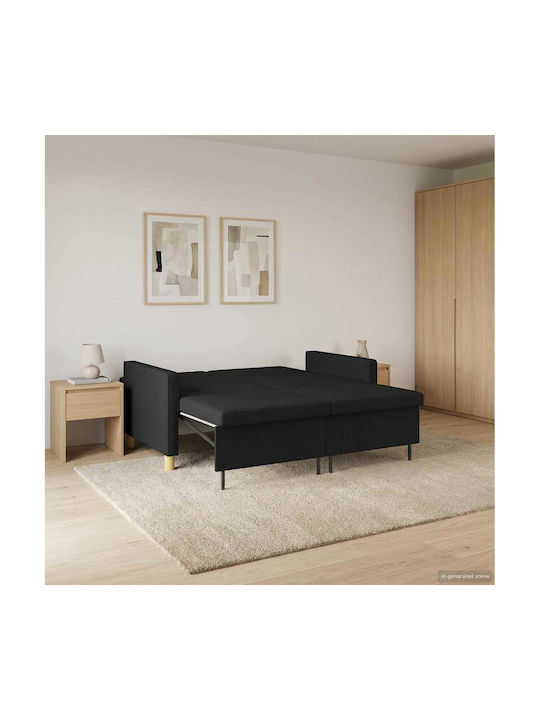 Corner Couch Bed Black 154x94.5x80.5cm