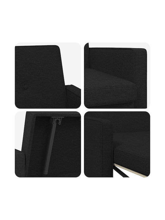 Corner Couch Bed Black 154x94.5x80.5cm