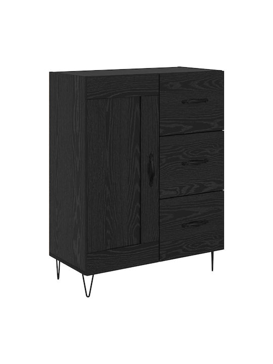 Sideboard aus Holz & Metall mit Schubladen Schwarze Eiche 69.5x34x90cm