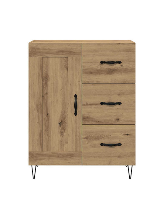 Sideboard aus Holz & Metall mit Schubladen Eiche 69.5x34x90cm
